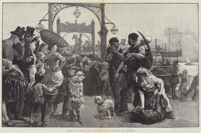 Mersey'i geçmek, Liverpool ve Birkenhead arasındaki Steam-Feribot by Alfred Edward Emslie